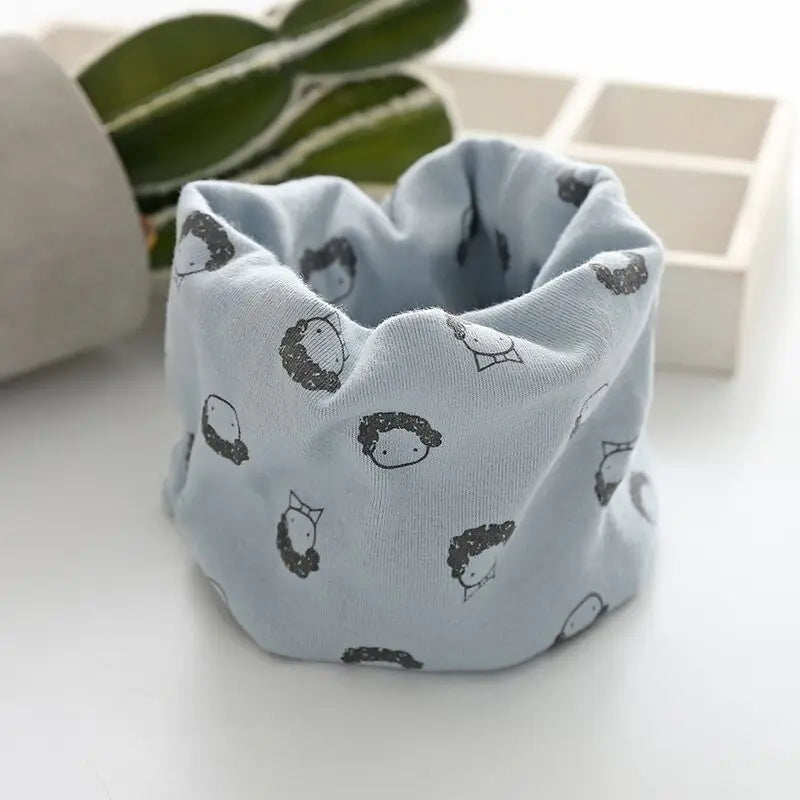 Korean Cotton Children's Scarf LIC Printed Cartoon Plaid Ring