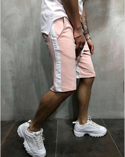 Wholesale Sport Jogger Shorts  Patchwork Stripe Side Casual Mens Shorts Half