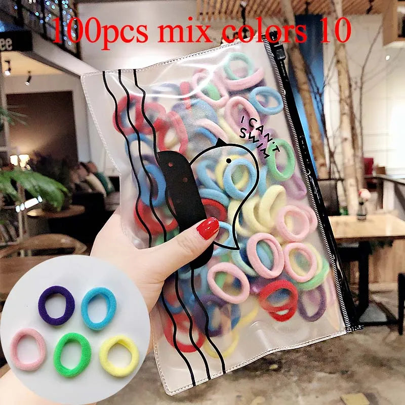 50/100pcs/Set Girls Colorful Nylon Small Elastic Hair