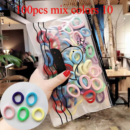 50/100pcs/Set Girls Colorful Nylon Small Elastic Hair