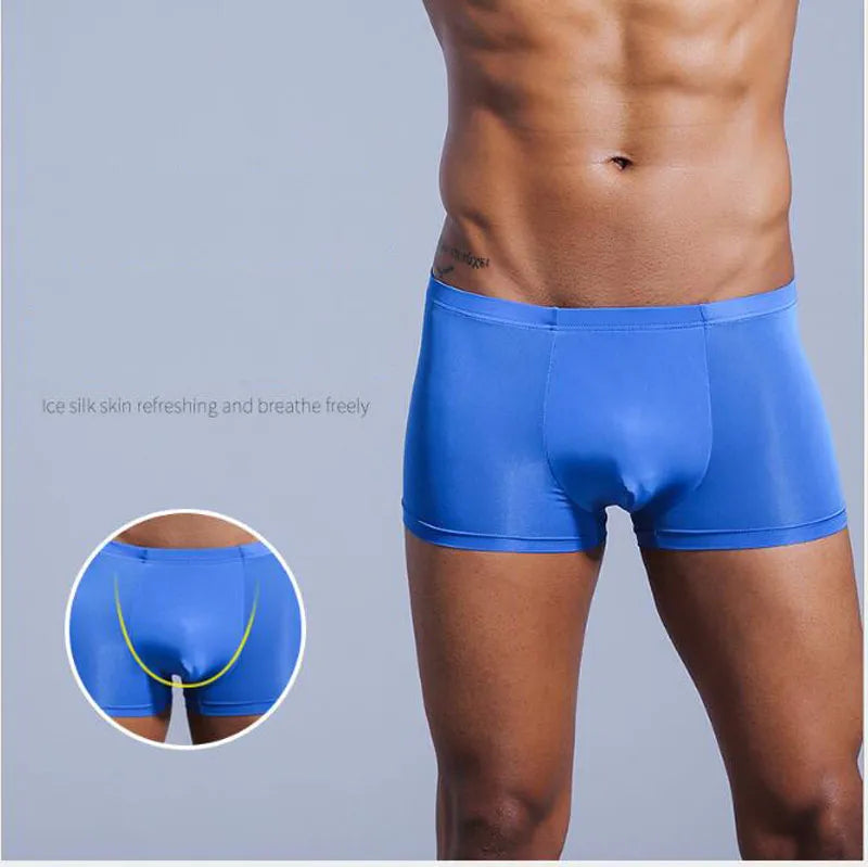 Very Thin Men's Underwear Nylon Ice Silk Boxers Double Bagged