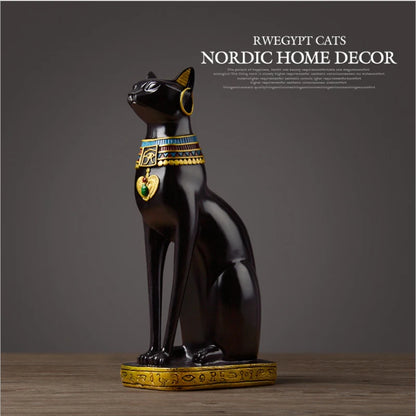 Resin Bastet Cat Crafts Egyptian Cat Figurine Animal Desktop Decoration