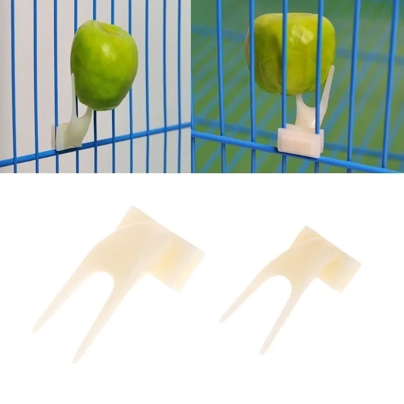 4Pcs Birds Parrots Fruit Fork Pet Supplies Plastic Food Holder Feeding on Cage