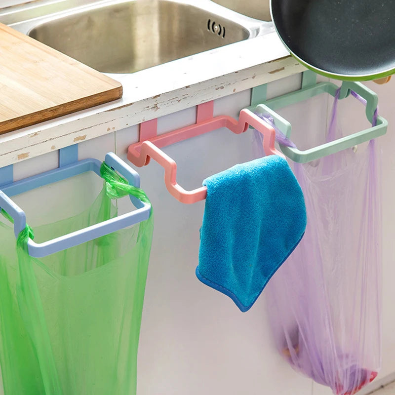 Kitchen Organizer Home Cupboard Door Rack Plastic Kitchen Garbage Bags Holder