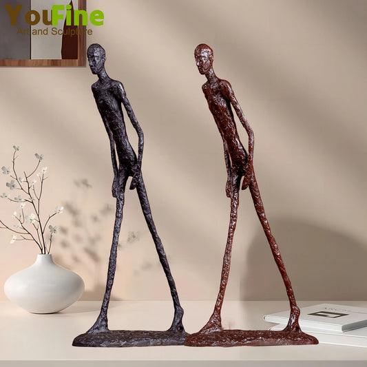 Real Bronze Walking Man Sculpture by Giacometti Inspiration Art Crafts