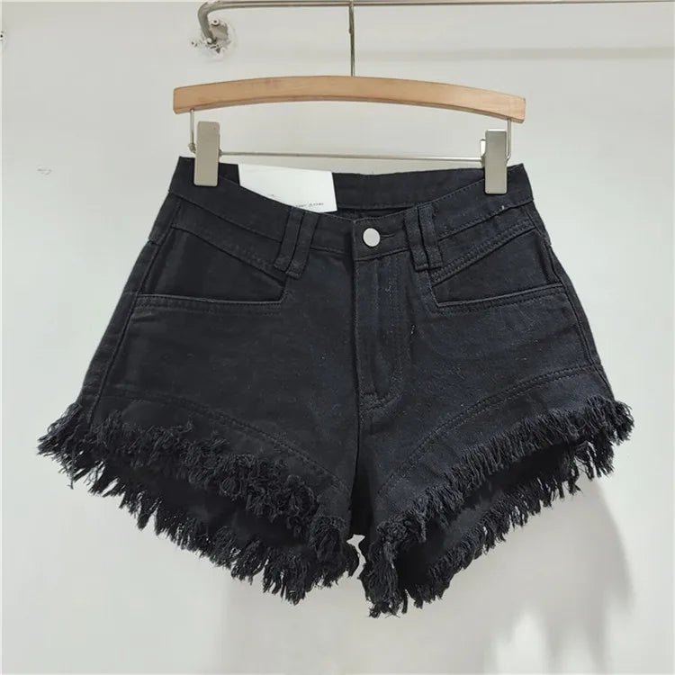 Fashion High Waisted Tassel Denim Shorts Women 'S Summer Popular Girls