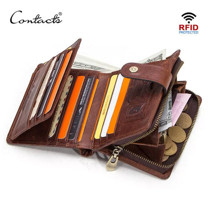 CONTACT'S Genuine Leather RFID Vintage Wallet Men