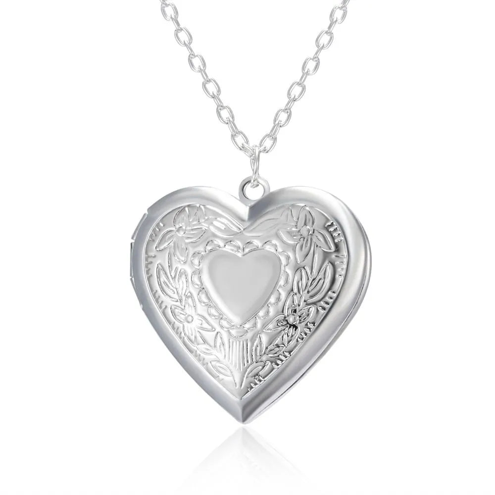 HOOH 1PC Heart Shaped Friend Photo Picture Frame Locket Pendant for Necklace