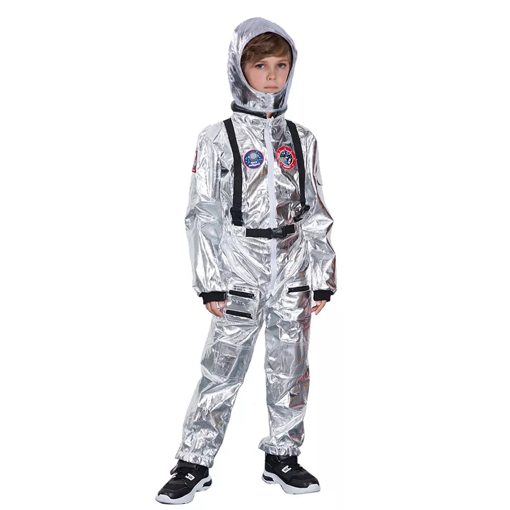 SNAILIFY Silver Spaceman Jumpsuit Boys Astronaut Costume for Kids