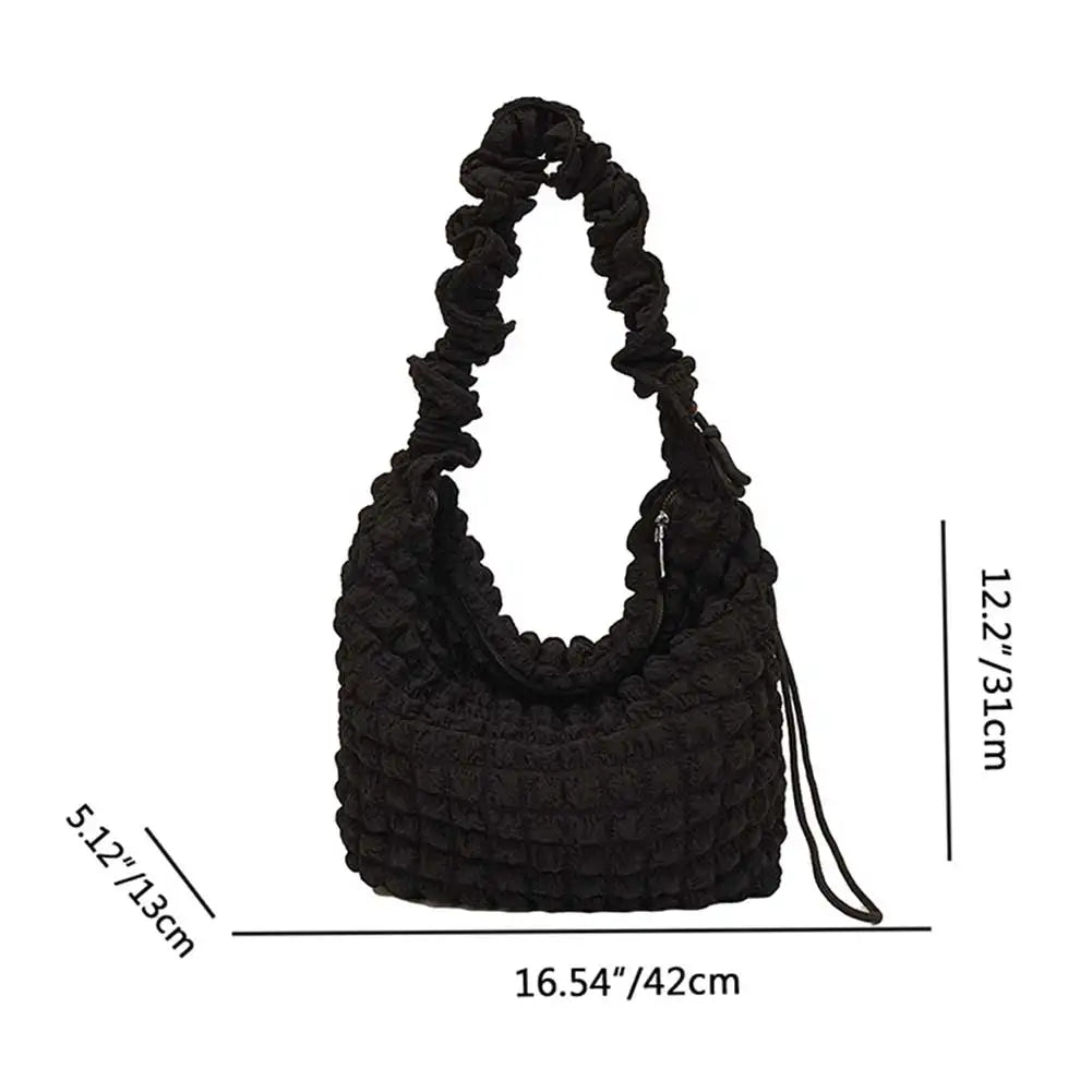 Women Shoulder Bags Cute Pleated Bubbles Handbags Large Capacity Female