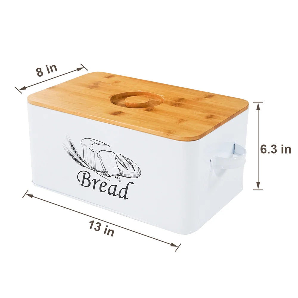 SENSEMAKE-Portable Style Metal Bread Bin Box, Food Storage Containers