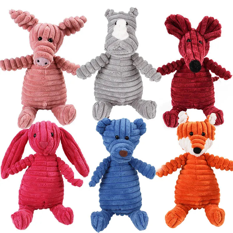 Plush Dog Toys Corduroy for Small Medium Dogs Animal Dog Squeaky Toy