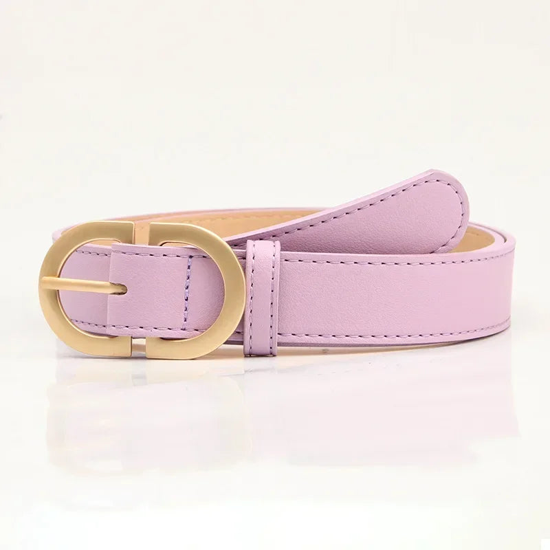 Thin Female Circle Buckles Belt Deduction Side Gold Buckle Jeans Belts Women