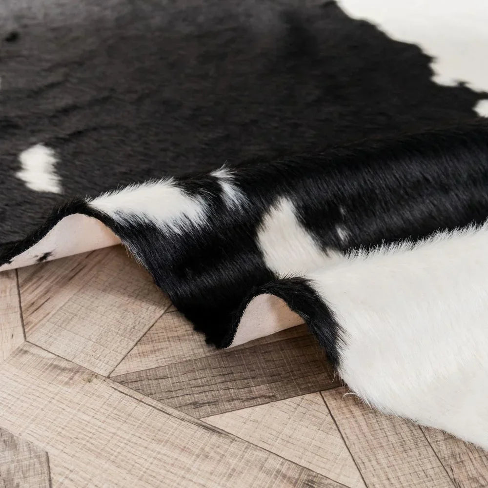 78x105cm Imitation Cow Print Rug Black and White Faux Cowhide Rugs Animal Area