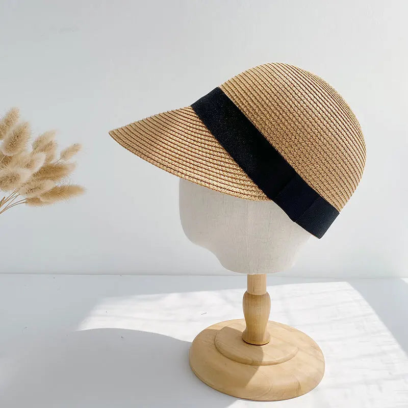 Summer Straw Hats for Women Dome Sun Protection Visor Panama Cap