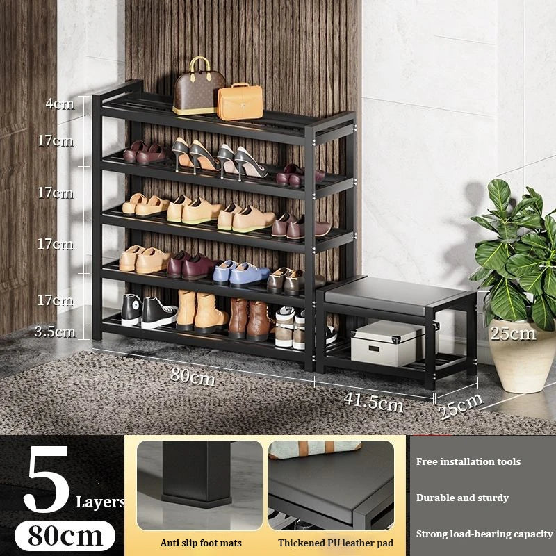 Light Luxury Multi-Layer Shoe Rack Livingroom Entry Hallway Seat Stool Storage