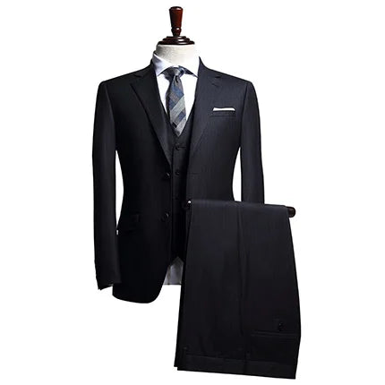 Men Suit Deep Blue Stripe Suit Men Mens Suits With Pants Blazer