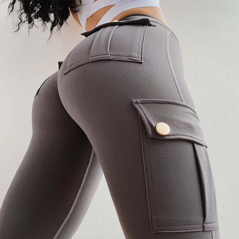 Women Slim Leggings High Waist Elastic Push Up Four Pockets Legging