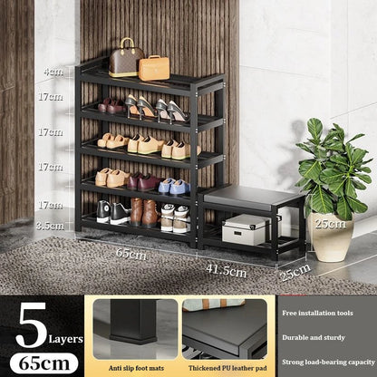 Light Luxury Multi-Layer Shoe Rack Livingroom Entry Hallway Seat Stool Storage