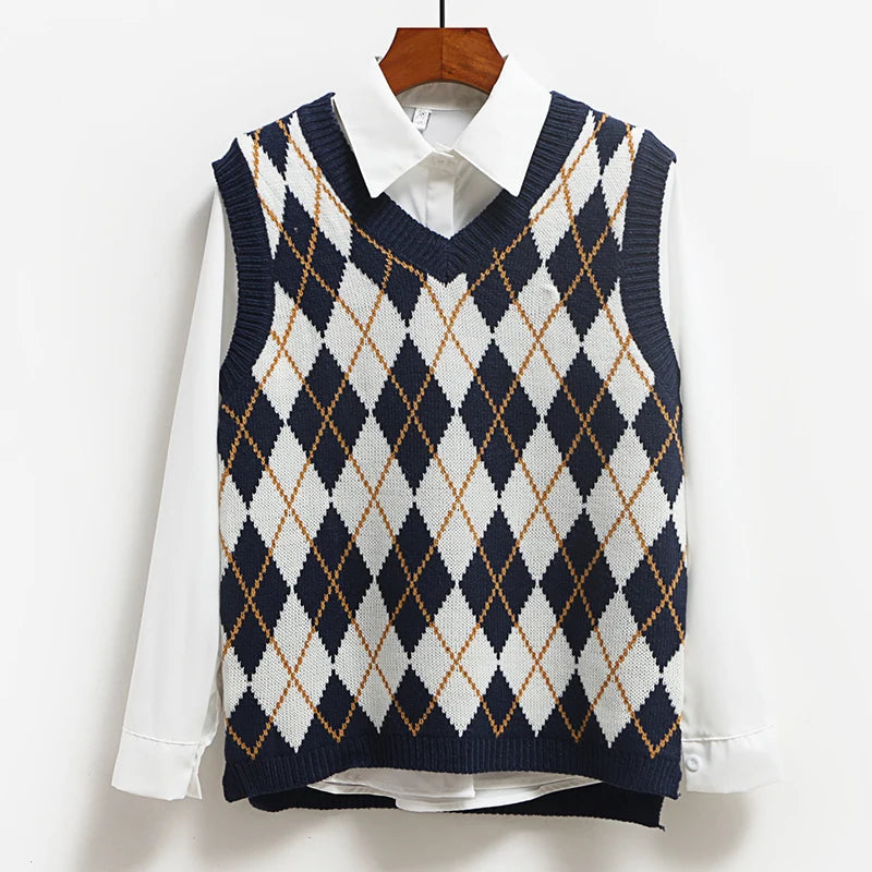 Tank Tops Pullover Elasticity Sweater Sleeveless V-Neck Knitted Vest Kz373