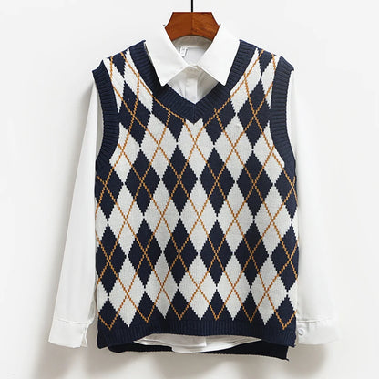 Tank Tops Pullover Elasticity Sweater Sleeveless V-Neck Knitted Vest Kz373