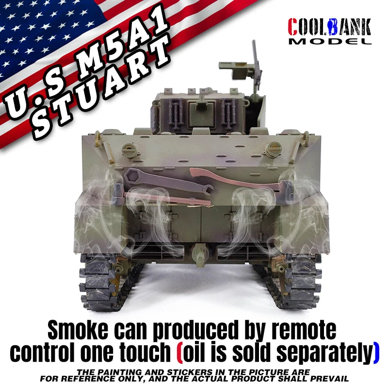 Coolbank U.S. Stuart M5a1 Stuart Rc Tank Model Smoking Sound and Light Electric