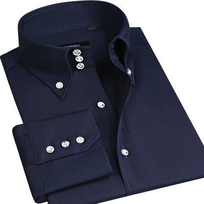 Men's Casual Shirt Long Sleeve Korean Trends Fashion Button-Down Collared Shirt