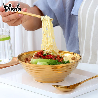 Stainless Steel Soup Bowl Gift Double Layer Anti-Scalding Tableware