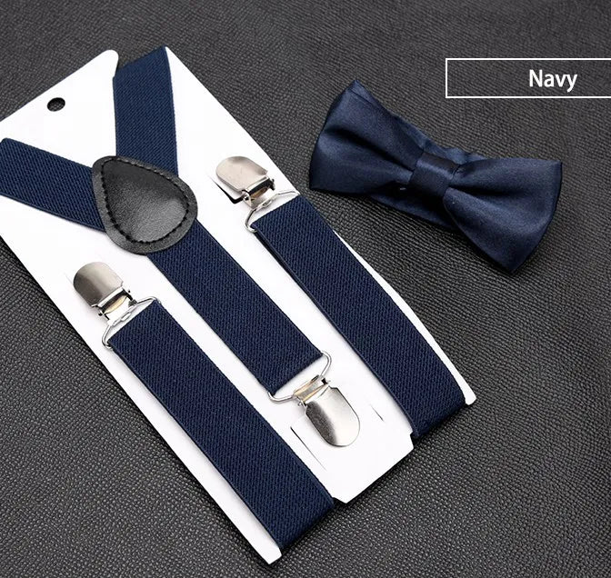 Kids Suspenders With Bowtie Fashion Children Bow Tie Set Boys Suspenders