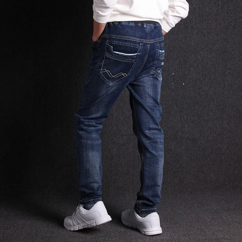 Jeans for Boys Fashion Casual 100% Cotton Elastic Children's