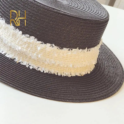 Luxury Brand Women and Ladies Straw Sun Hats Fashion Ribbon Sun Summer Hat for