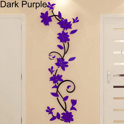 3D Flower Vine Wall Stickers Refrigerator Window Cupboard Home Decorations