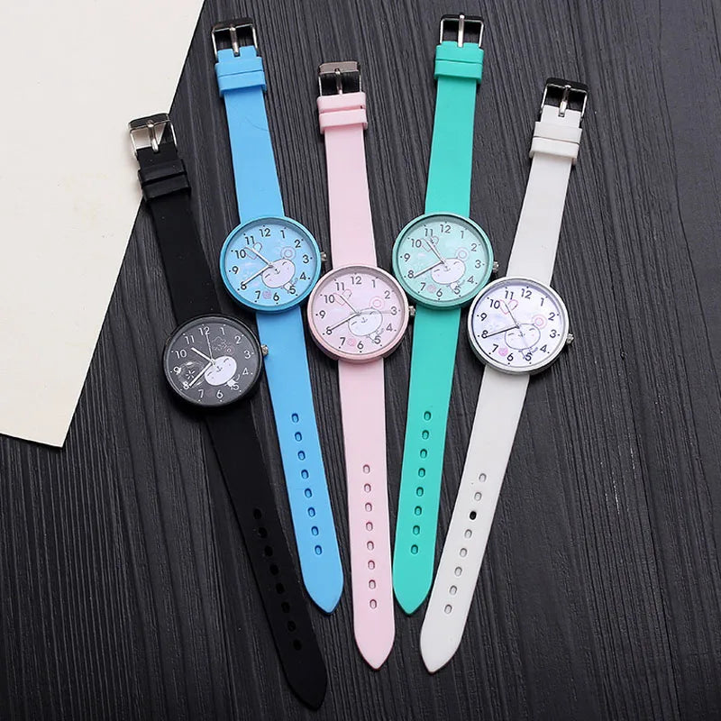 Girls Boys Cute Cats Pattern Kids Watch Women Simple Casual Quartz  Watch