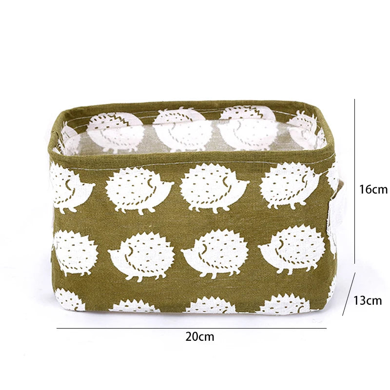 Linen Desktop Storage Box Waterproof Toy Sundries Storage Basket Cosmetic