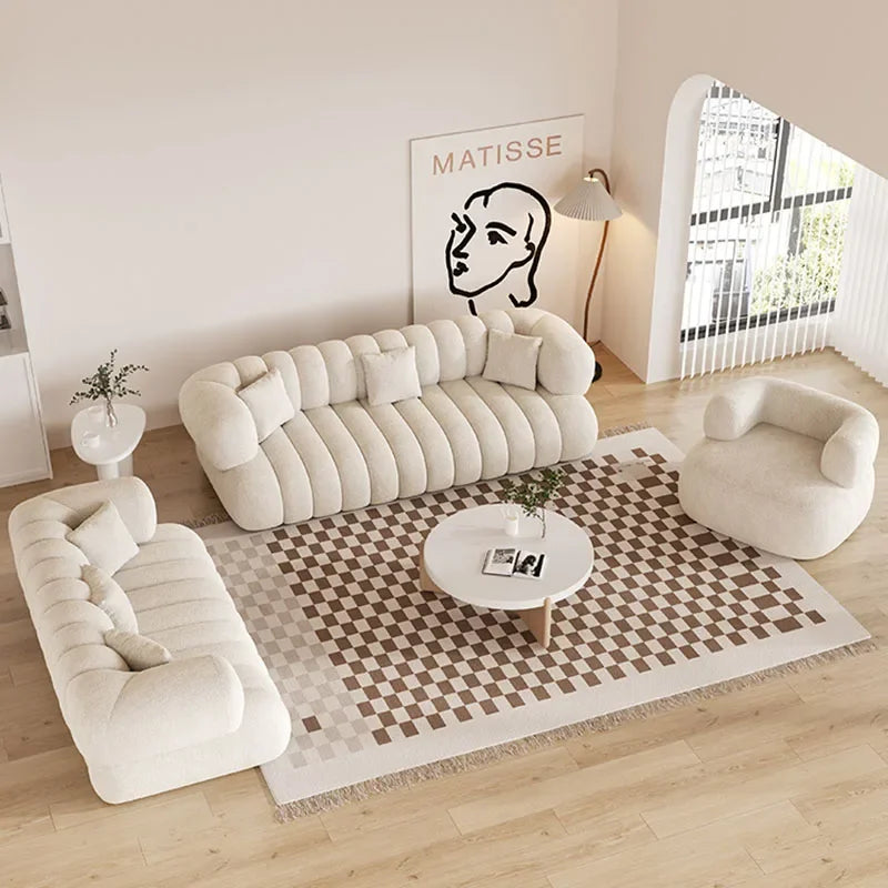 Minimalist White Sofa Children Couples Puff Relaxing Sofas Living Room Furniture