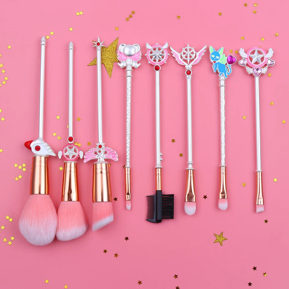 White Cardcaptor Sakura Makeup Brushes Set Tools Kit Eye Liner Shadow