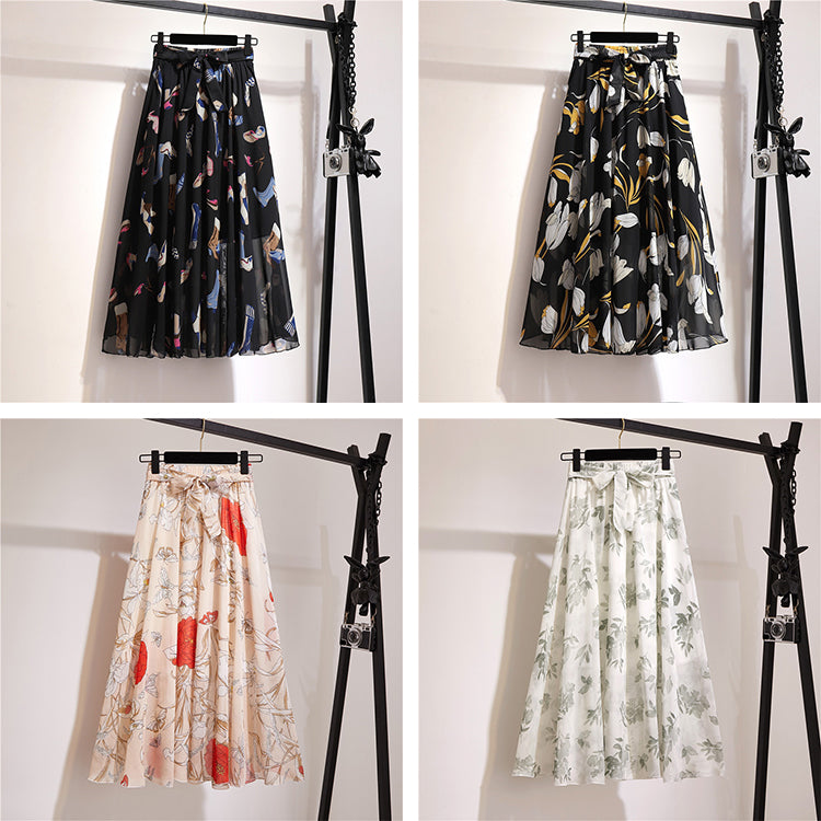 Women's Elegant Skirt Korean High Waist Cover Up Ruffle Skirts Midi Skirt