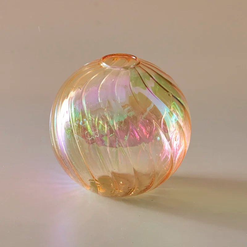 Iridescent Ball Vases Decoration Home Living Room Flower Pot for Interior Glass