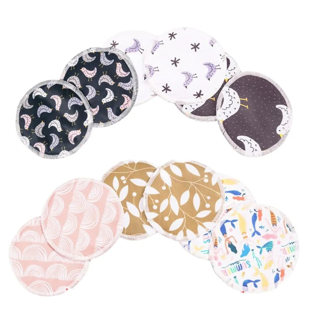 6Pcs Random Print New Bamboo Breast Pad Nursing Pads Waterproof Feeding Pad