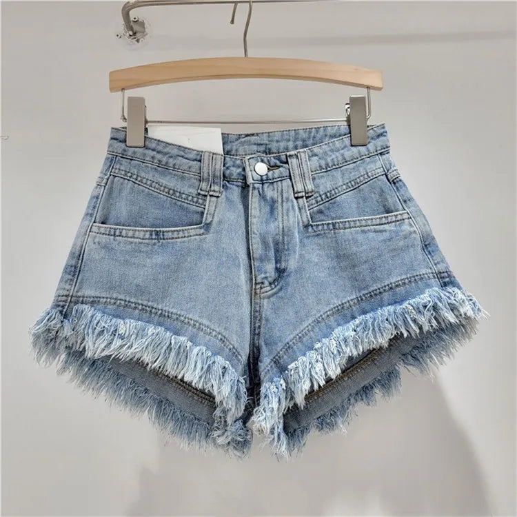 Fashion High Waisted Tassel Denim Shorts Women 'S Summer Popular Girls