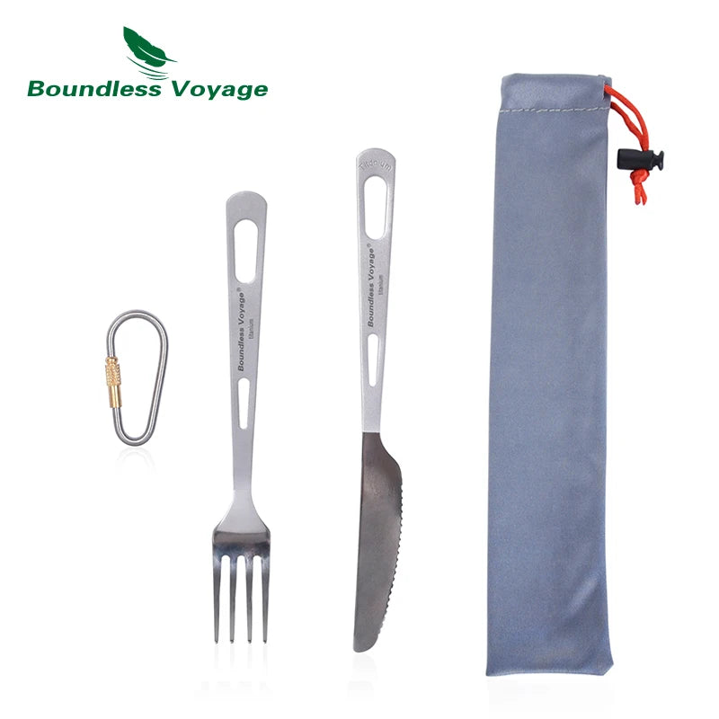 Boundless Voyage Titanium Camping Spoon Fork Spork Knife Chopsticks Straw