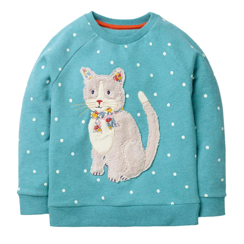 Jumping Meters New Arrival Autumn Winter Sweatshirts for Girls Animals Applique