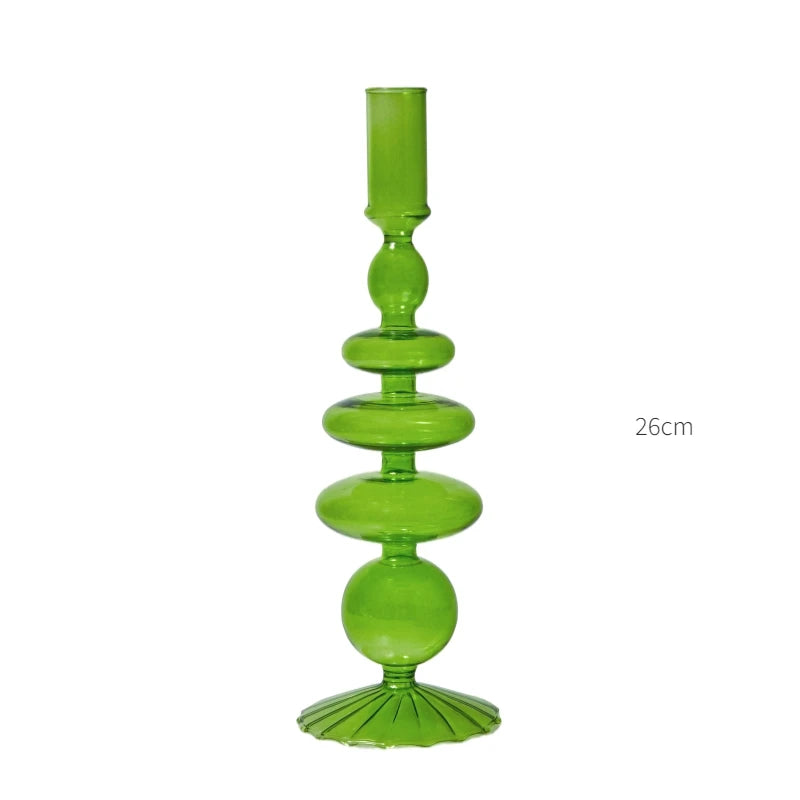 Lazzy House Candle Holders Decoration Wedding Nordic Green Glass Candlestick