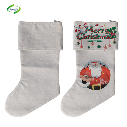 Prosub Christmas Stocking Sublimation Blank White Xmas Linen Socks Sublimation