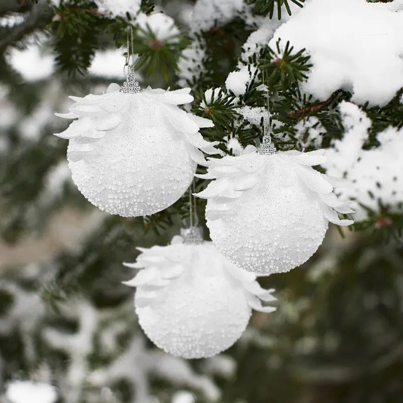 10/8/6cm Shatterproof White Foam Christmas Balls for Xmas Tree Decor Christmas