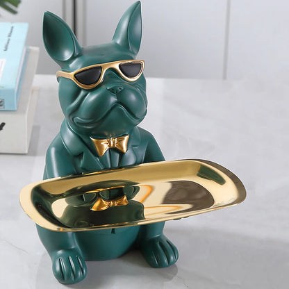 French Bulldog Sculpture Dog Statue Jewelry Storage Table Decoration Home Decor