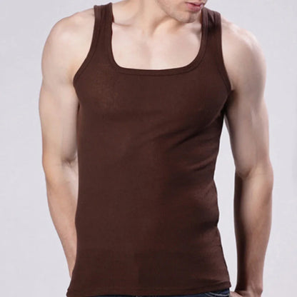 Men Muscle Vests Cotton Underwear Sleeveless Tank Top Solid Muscle Vest