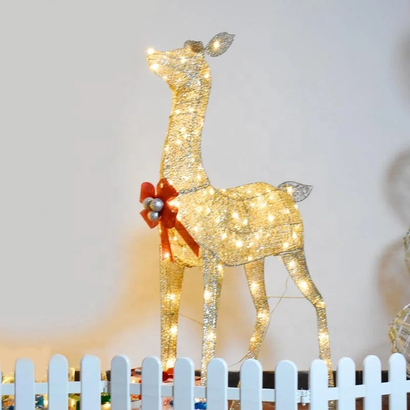 2024 Outdoor Christmas Shining Deer Lighting Happy New Year for Garden