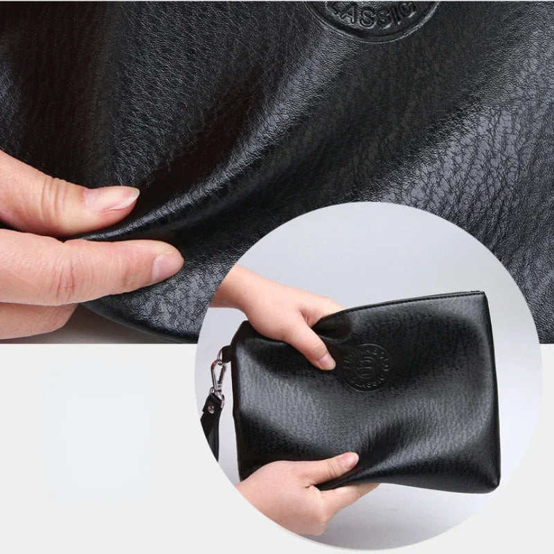 New Business Style Men's Clutch Large Wallet Soft PU Leather Male Wristlet Pack