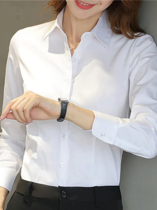 Fashion Women Shirt White Shirt Female Long-Sleeve Professional Shirt